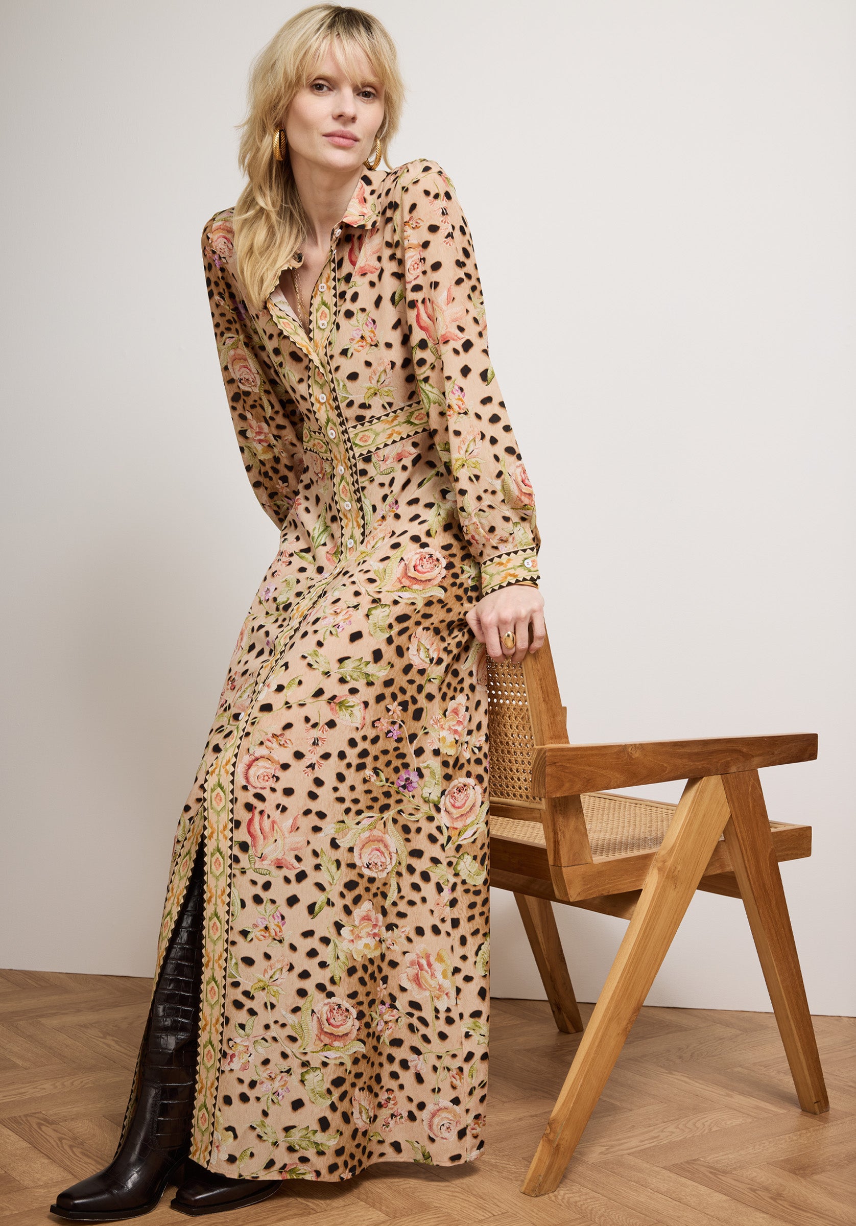 Talitha Leo Silk Shirt Dress Multi