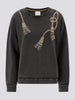 Tassel Beaded Sweatshirt Acid Wash Grey