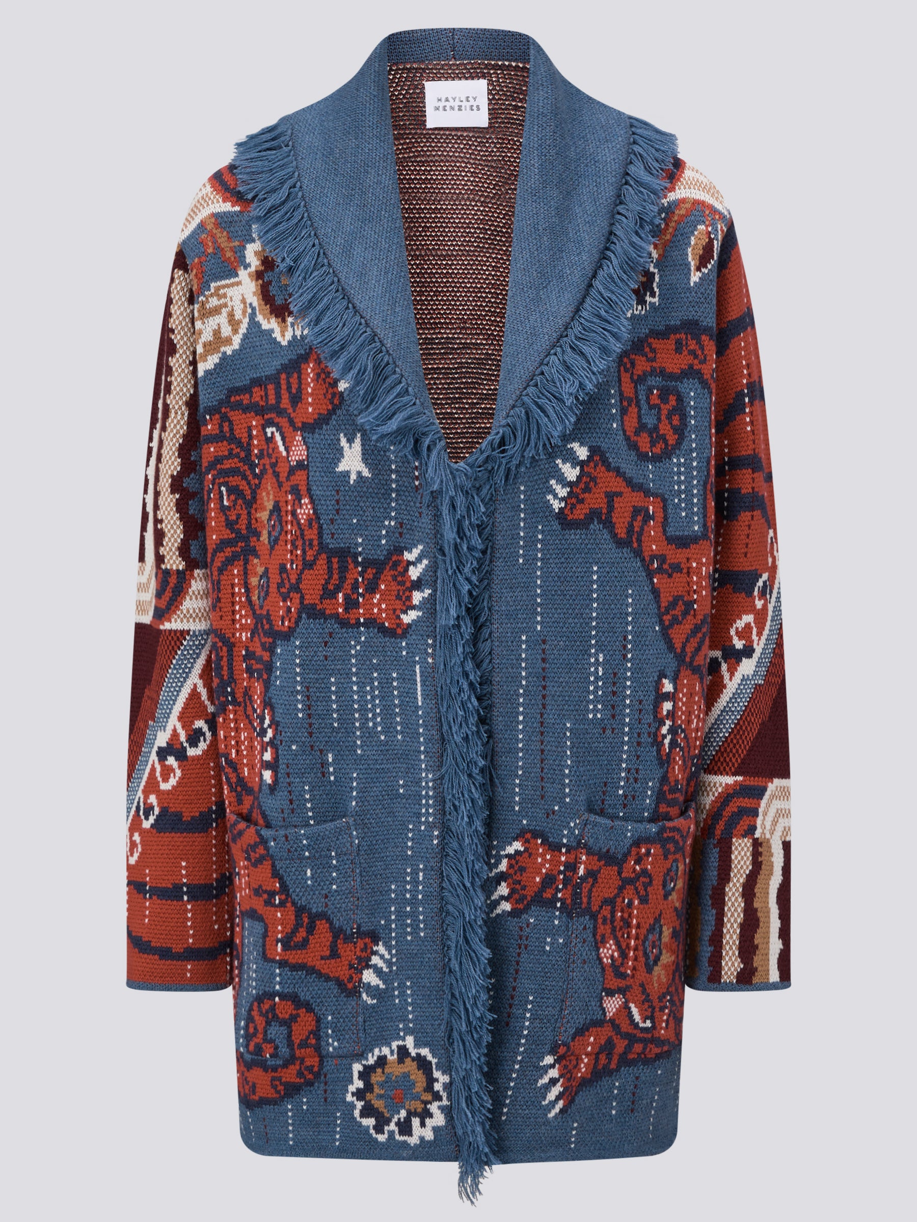Tibetan Tiger Merino Cardigan Blue – Hayley Menzies