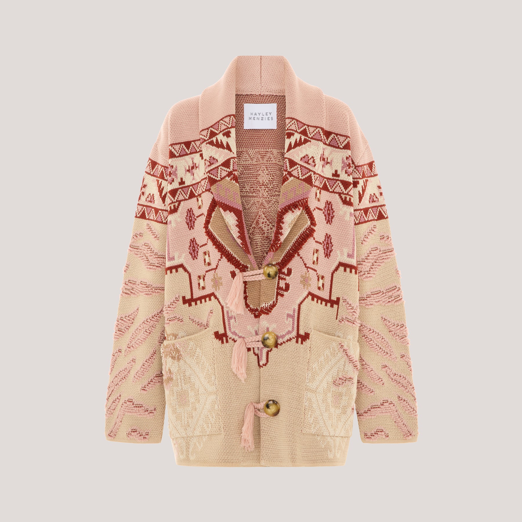 Tiger Loom Cardigan Pink