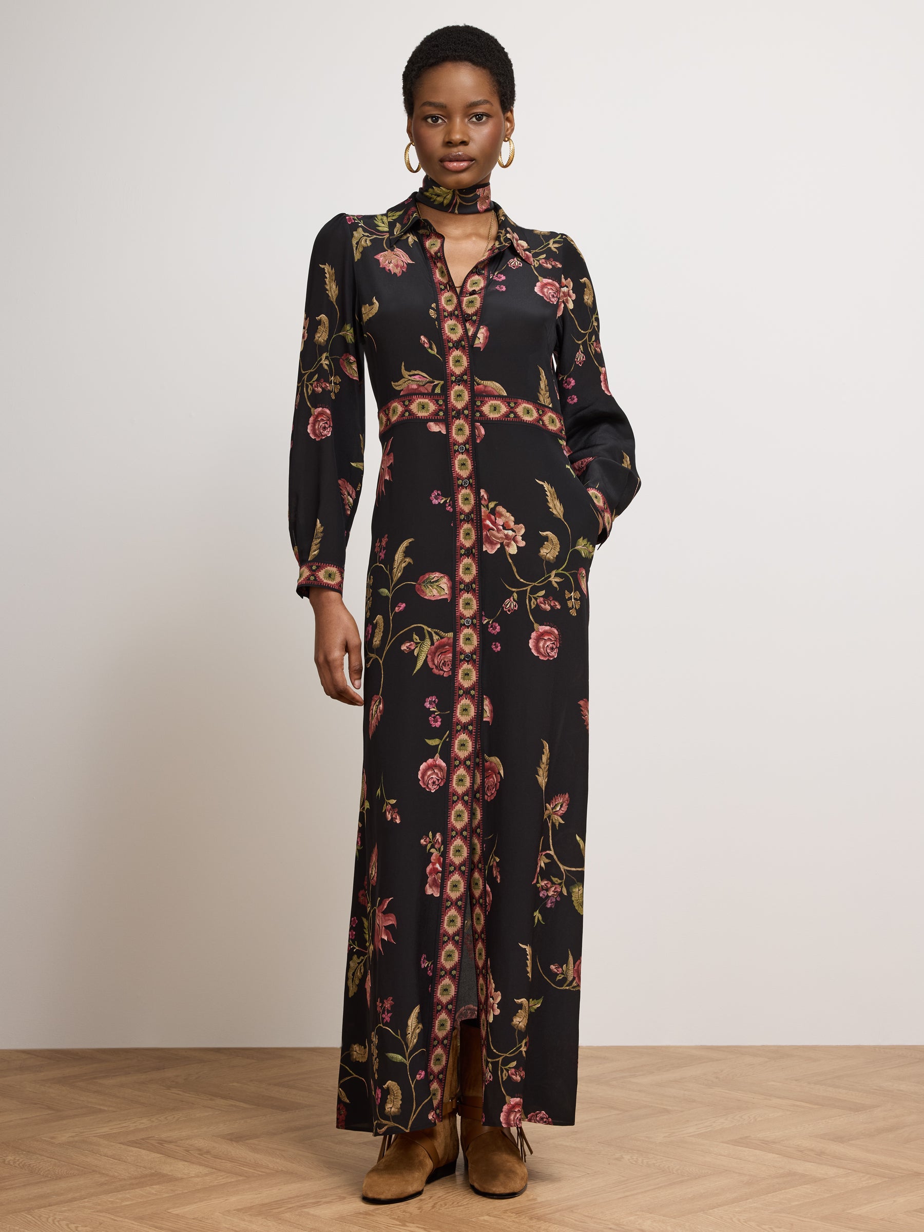 Talitha Silk Shirt Dress Black