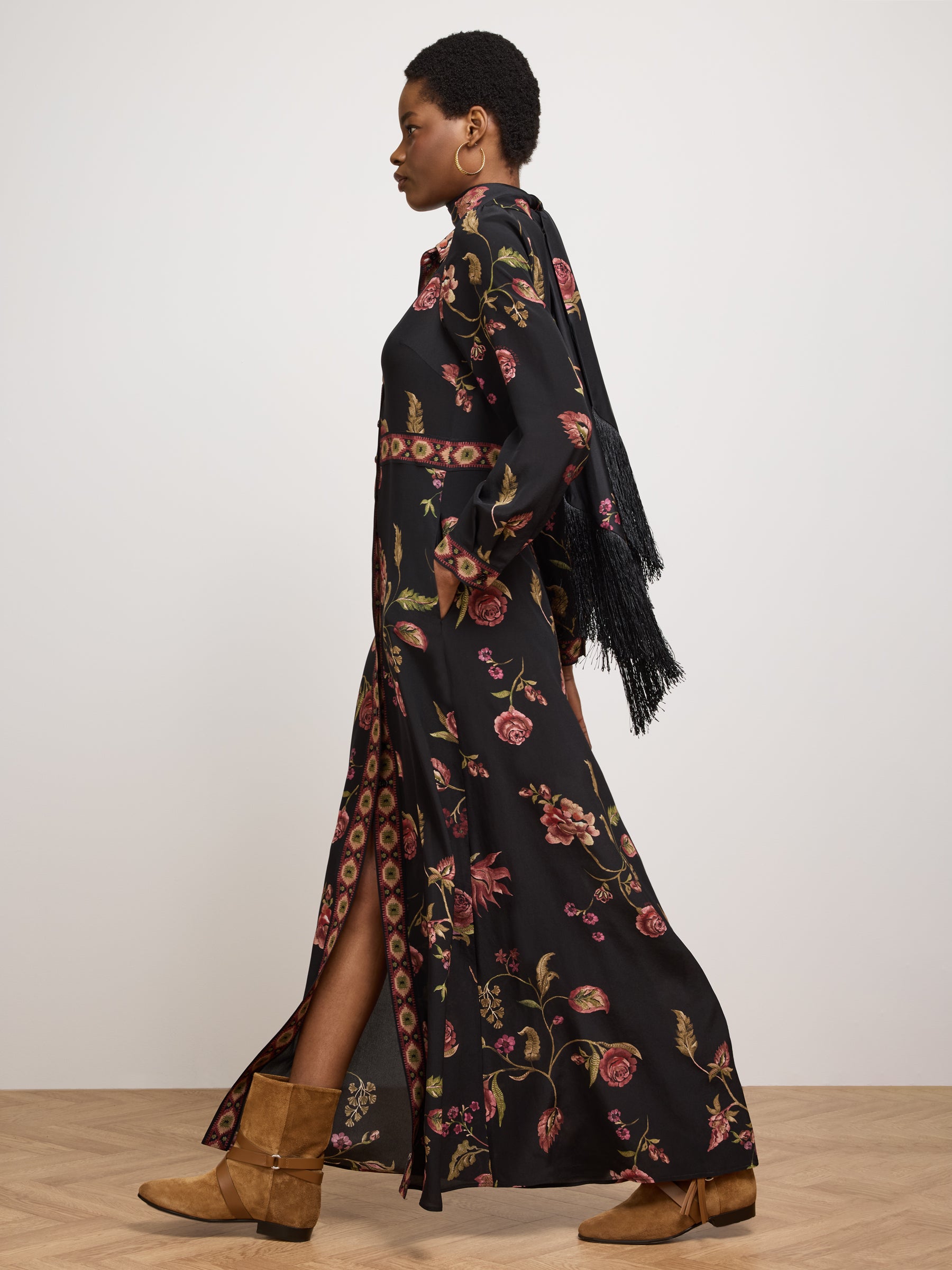 Talitha Silk Shirt Dress Black