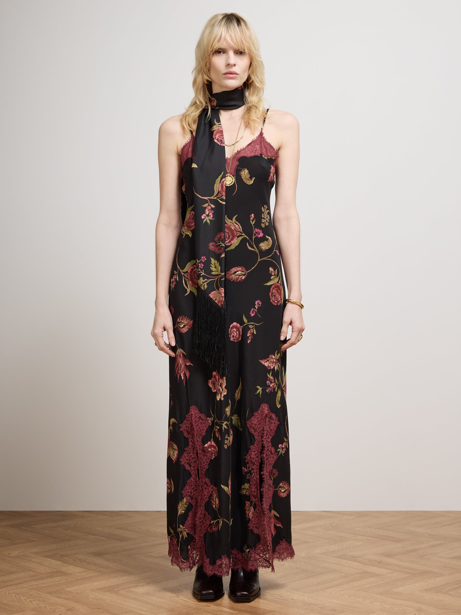 Talitha Silk Slip Dress Black