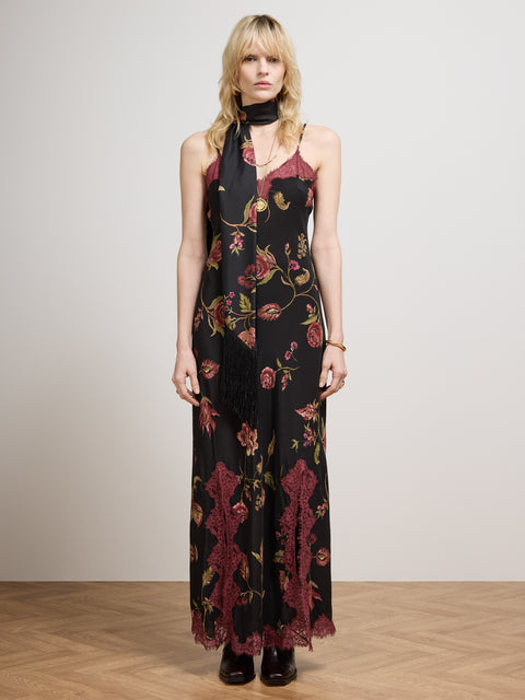 Talitha Silk Slip Dress Black