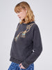 Tassel Beaded Sweatshirt Acid Wash Grey