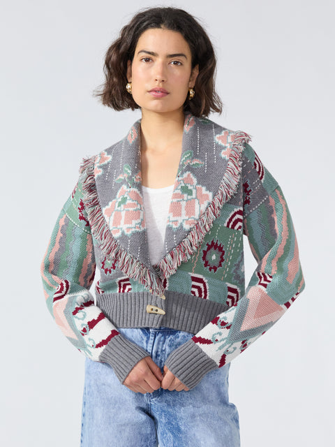 Tibetan Tiger Merino Jacquard Bomber Grey