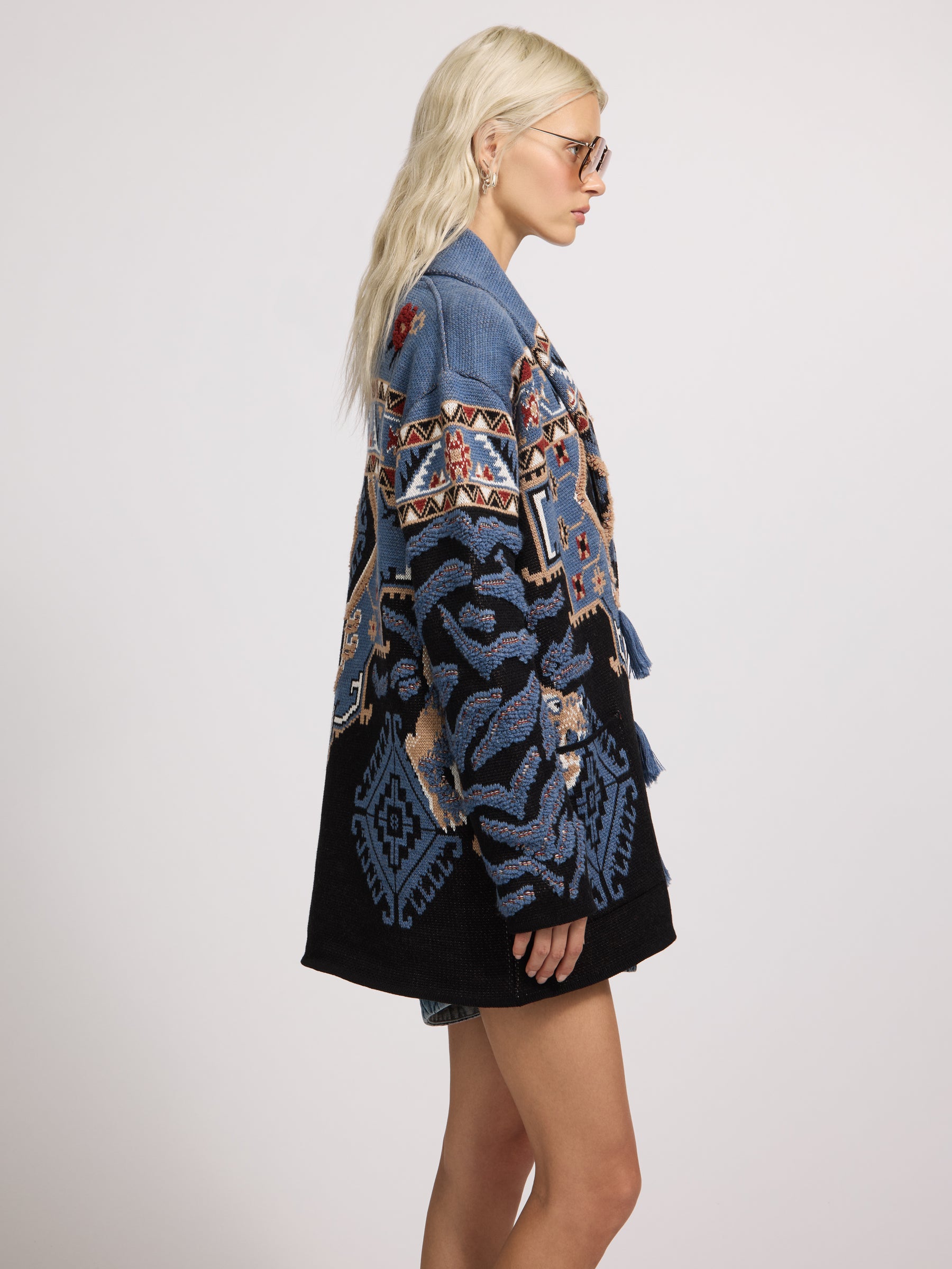 Tiger Loom Cardigan Blue