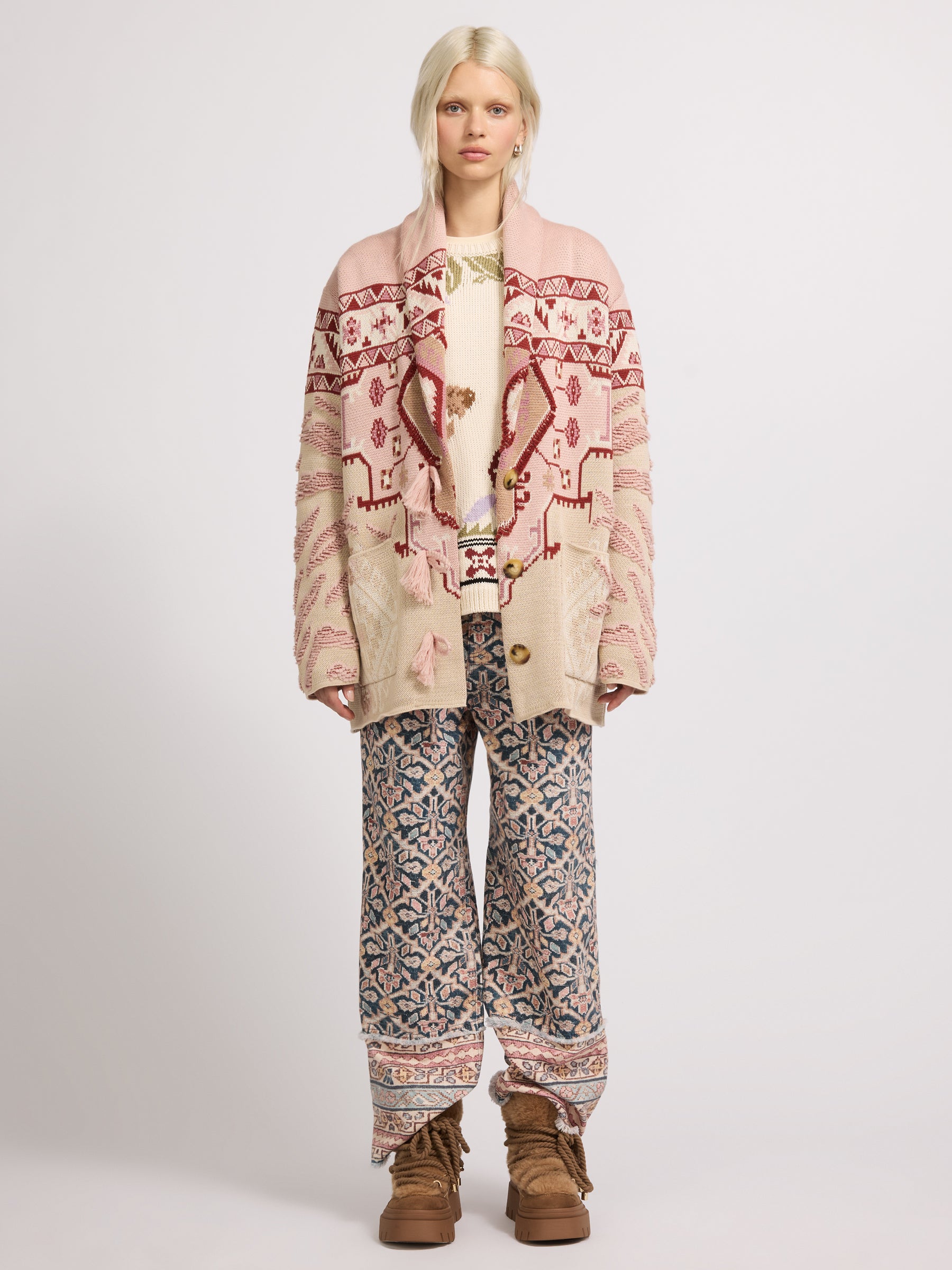 Tiger Loom Cardigan Pink