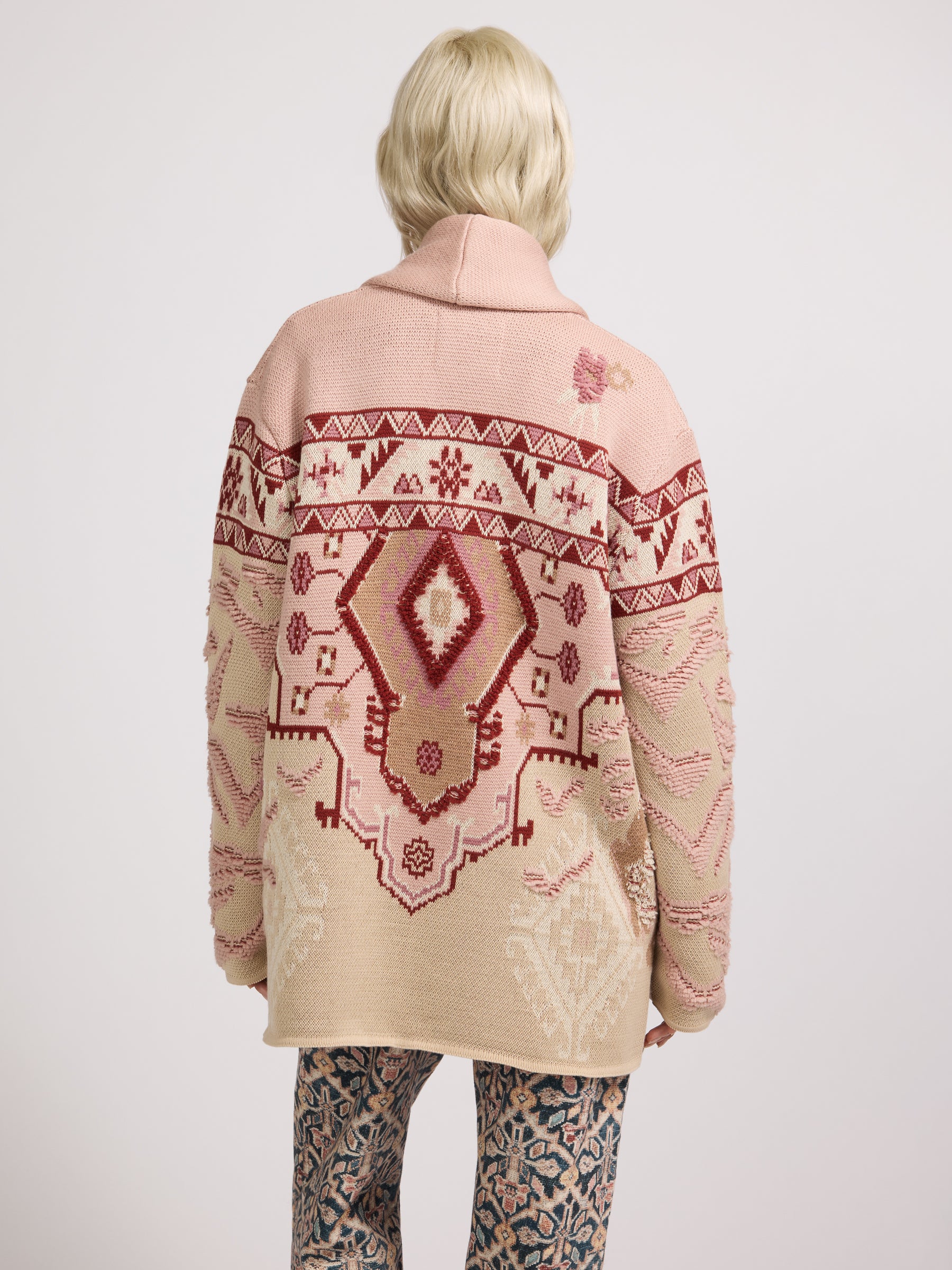 Tiger Loom Cardigan Pink