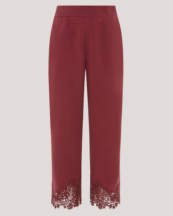 Etta Silk Trousers Burgundy