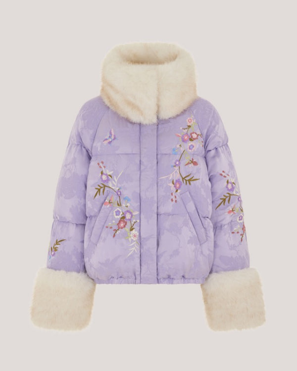 Olsen Satin Puffer Jacket Lilac