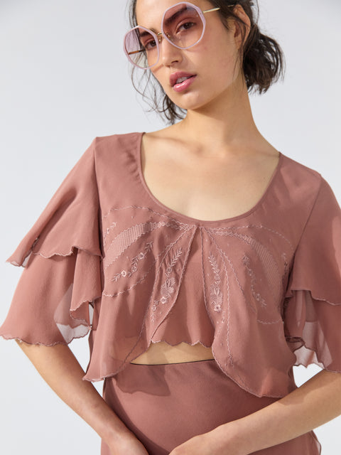 Vera Split Hem Top Burnt Rose