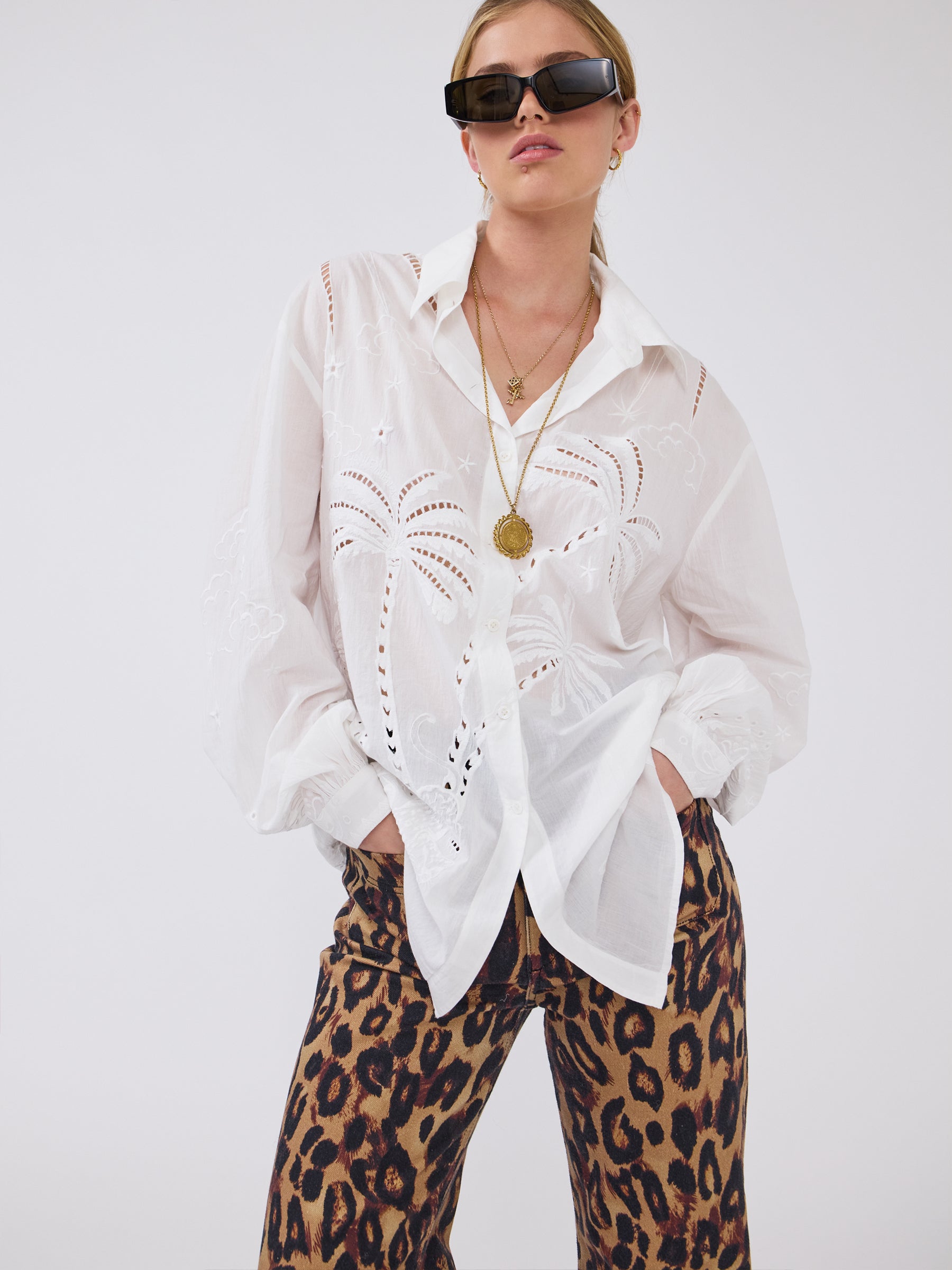 Eden Palm Shirt White