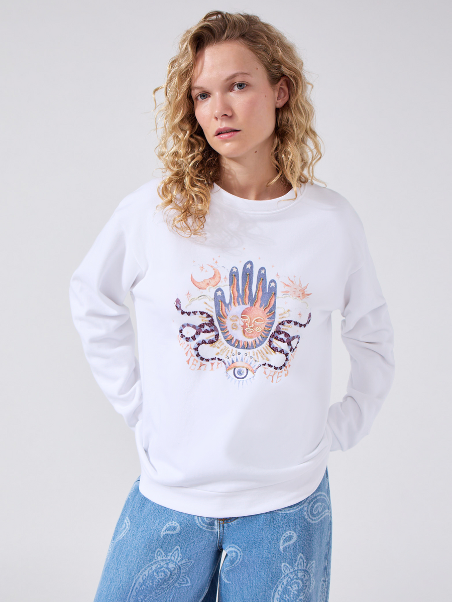 Written In The Stars Embellished Sweatshirt White