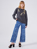 Tassel Beaded Sweatshirt Acid Wash Grey