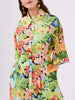 Abundant Blooms Wide Sleeve Silk Mini Shirt Dress Black