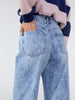 Cut Off Acid Wash Blue Wide Leg Jeans