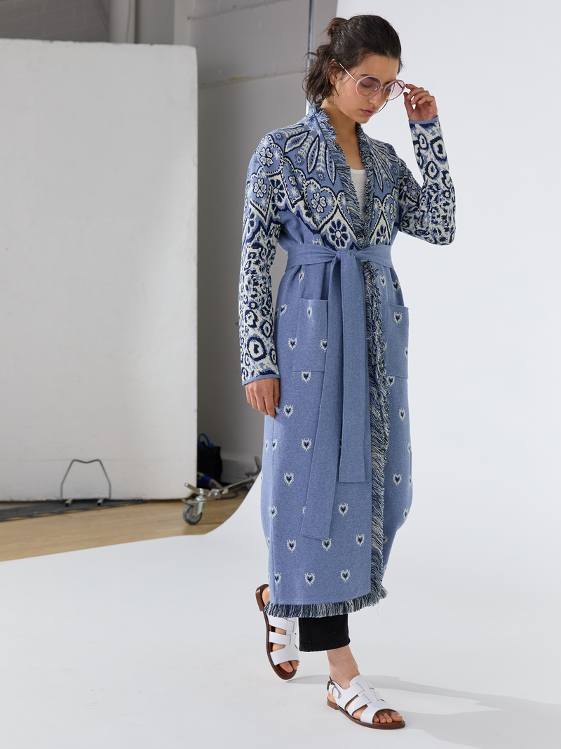 Dalton Cotton Jacquard Duster Blue