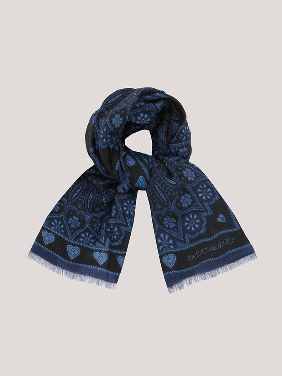 Dalton Cashmere Scarf Blue 130 x 130cm