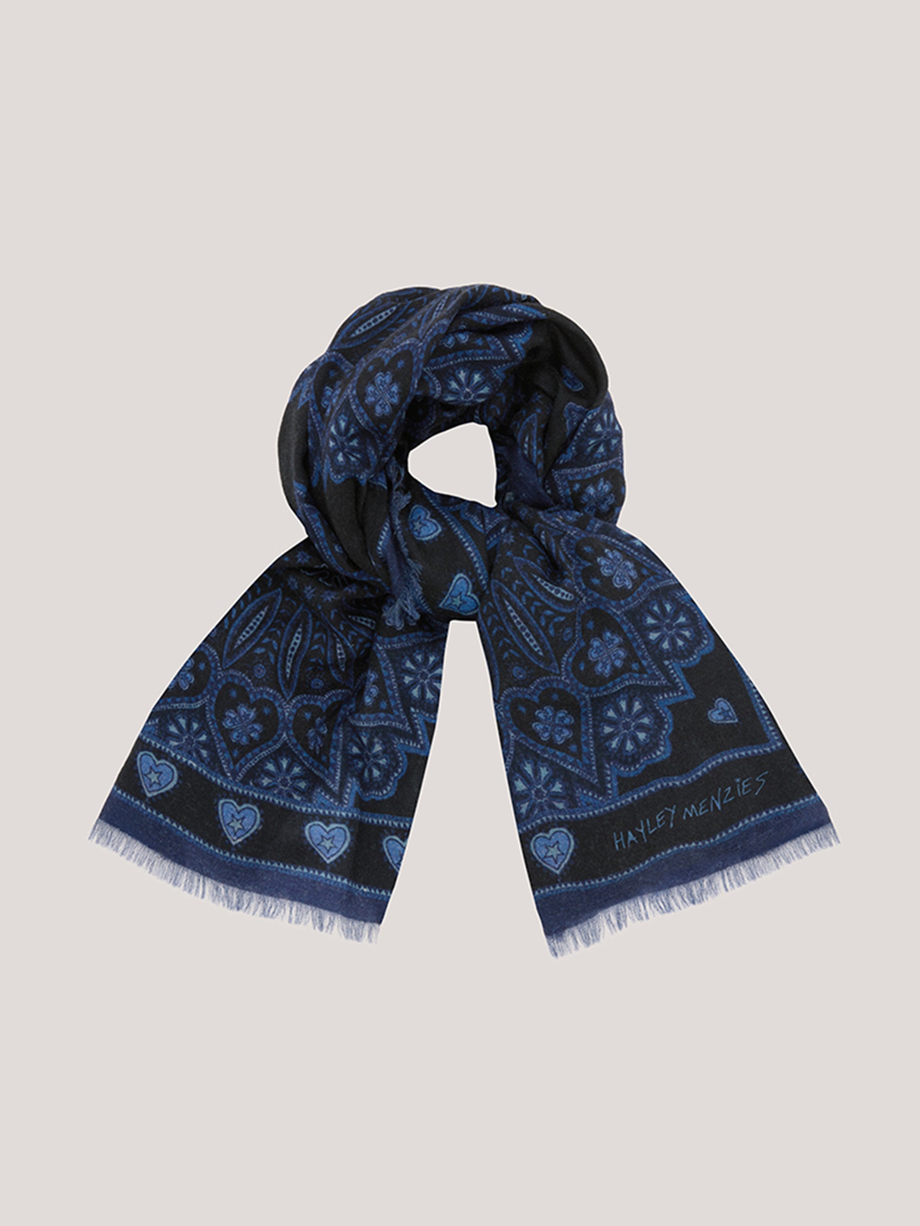 Dalton Cashmere Scarf Blue 130 x 130cm