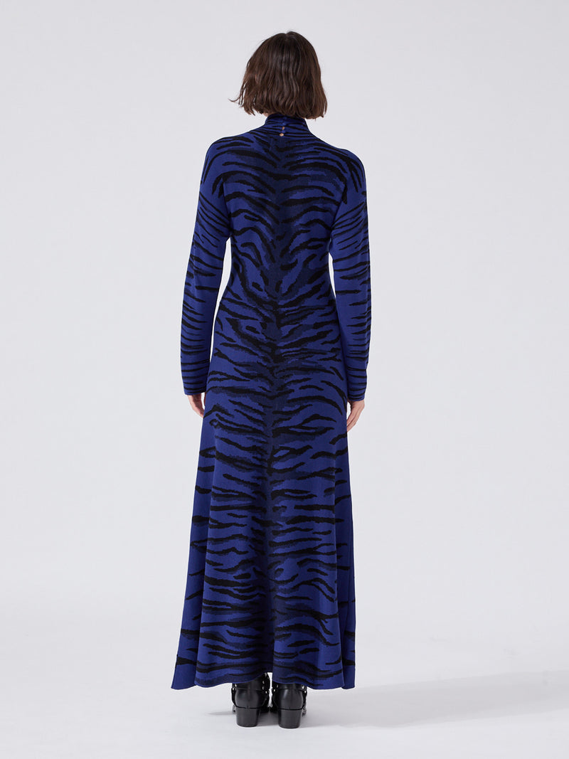 Debbie Silk Blend Knitted Dress Blue