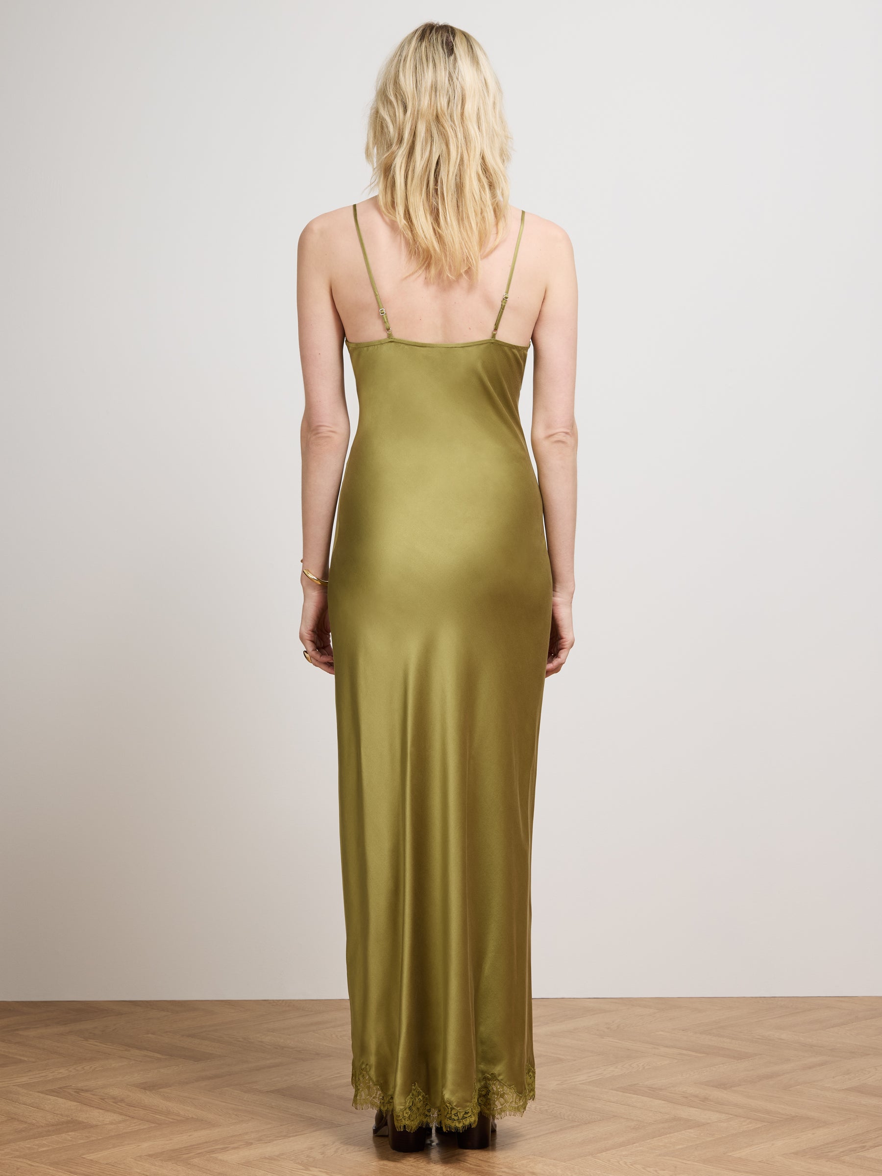 Florence Silk Slip Dress Green