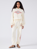 Dylan Printed Embellished Hoodie Cream