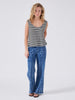 Linen Vest Black and White Stripe