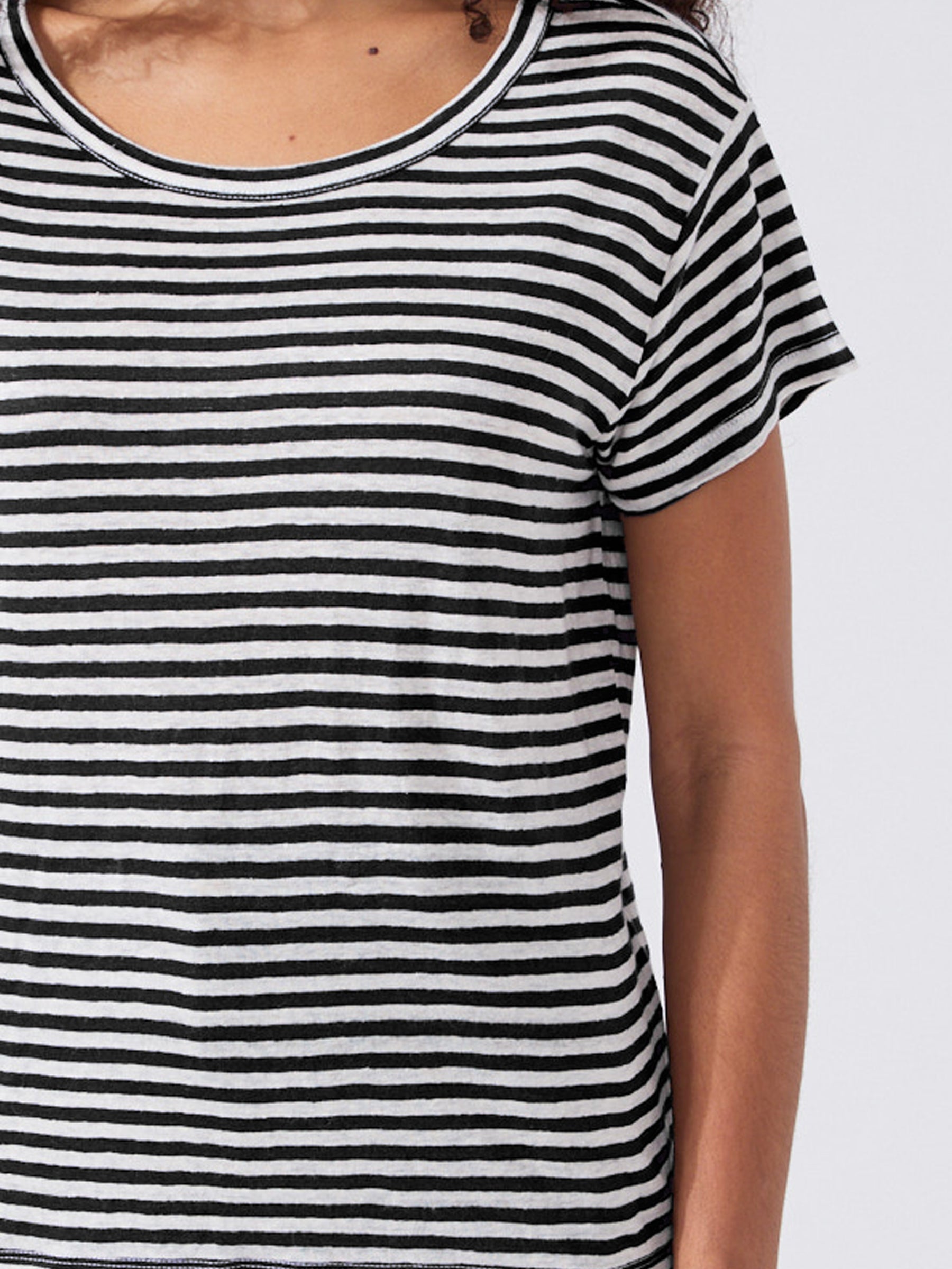 Linen T-Shirt Black and White Stripe