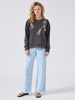 Tassel Beaded Sweatshirt Acid Wash Grey