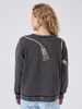 Tassel Beaded Sweatshirt Acid Wash Grey