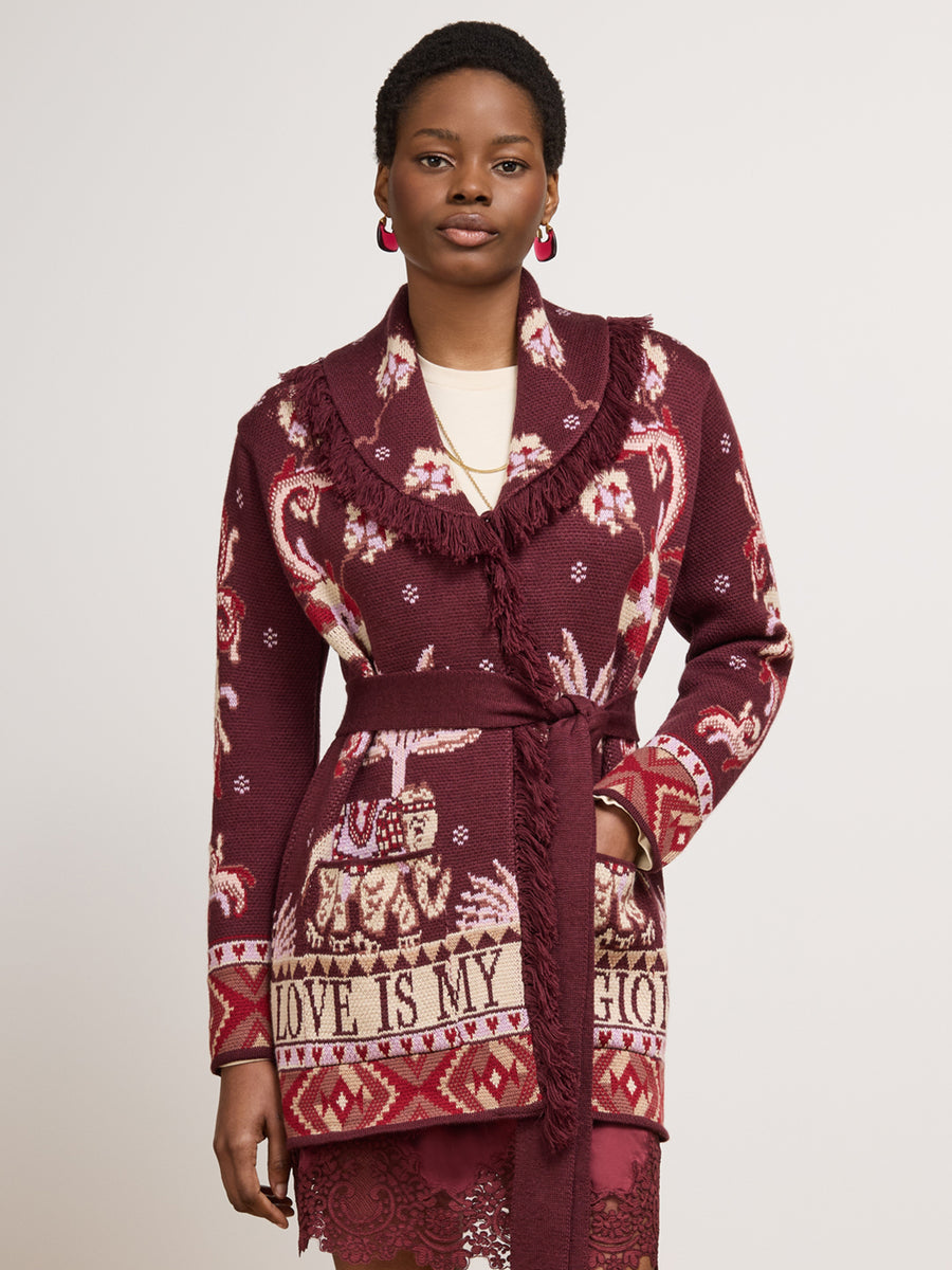 Nandita Merino Cardigan Burgundy