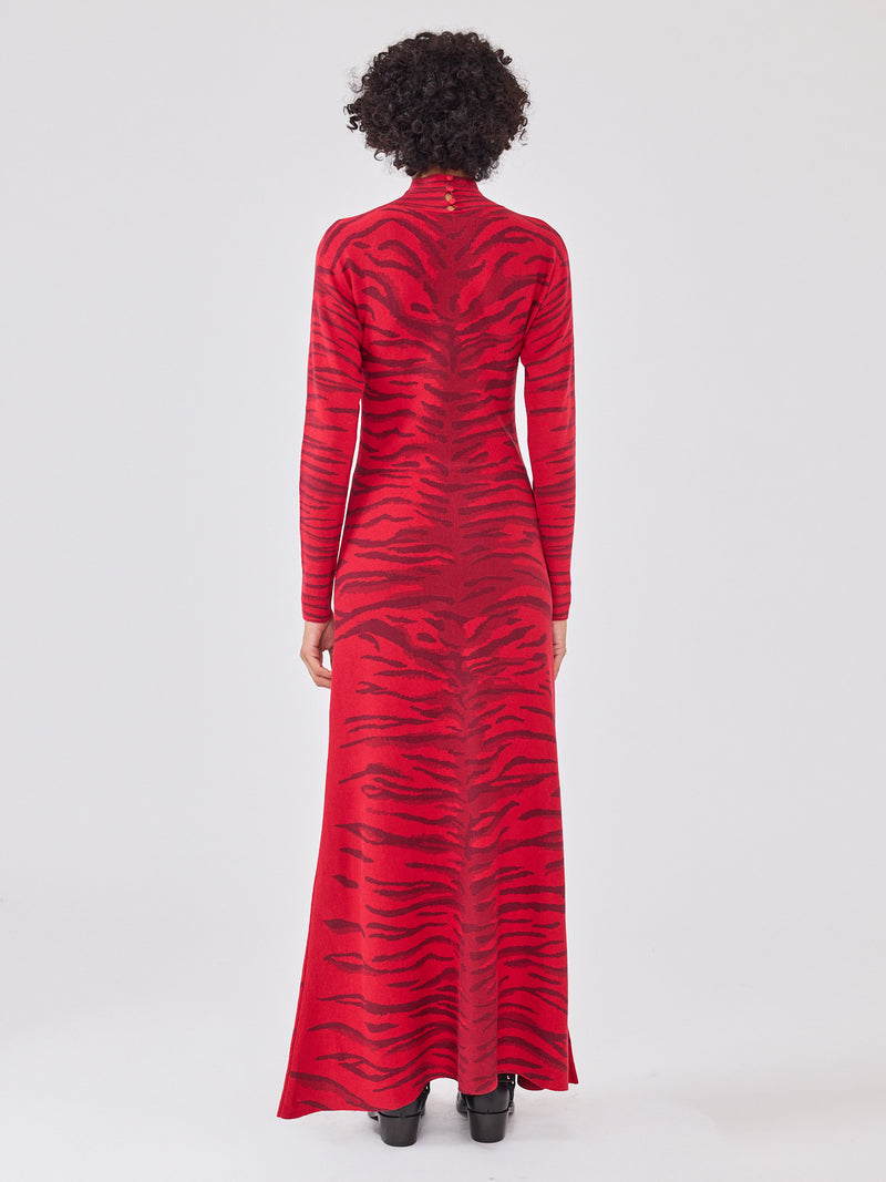 Debbie Silk Blend Knitted Dress Red