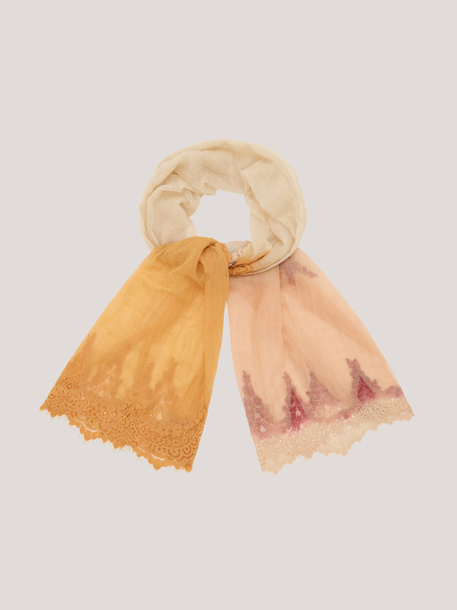 Ombre Lace Cashmere Scarf Pink