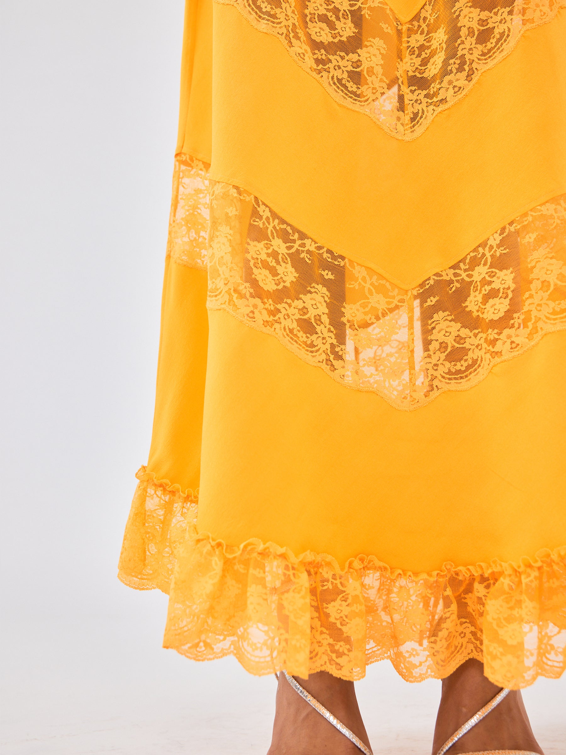 ochre silk dress Indie Ella Harlow Strappy Silk Dress in Warm Ochre Floral