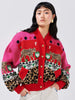 Leopardess Cotton Merino Bomber Jacket Pink/Red