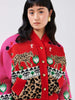 Leopardess Cotton Merino Bomber Jacket Pink/Red