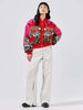 Leopardess Cotton Merino Bomber Jacket Pink/Red