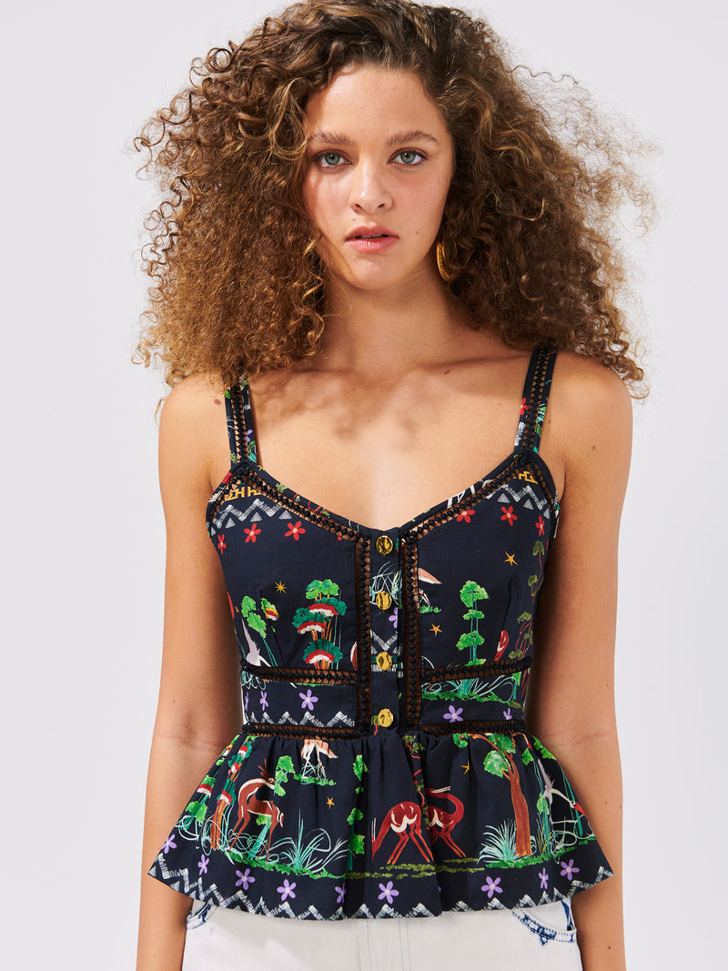 Memories Of Utopia Organic Cotton Peplum Top Black