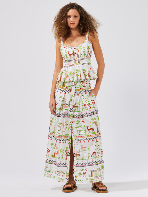 Memories Of Utopia Organic Cotton Maxi Skirt White
