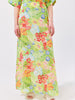 Abundant Blooms Silk Maxi Skirt Chartreuse