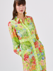 Abundant Blooms Silk Maxi Shirt Dress Chartreuse