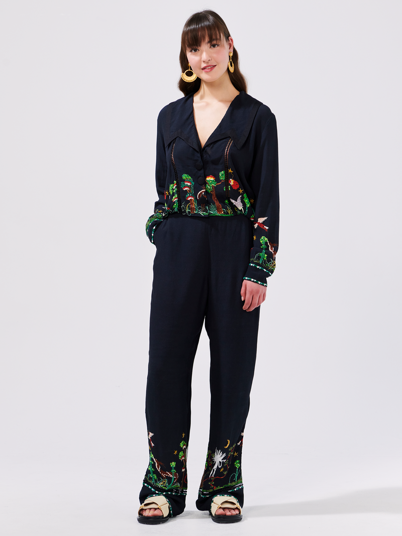 Memories Of Utopia Embellished Relaxed Crepe Trouser