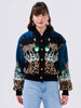 Leopardess Cotton Merino Bomber Jacket Blue/Black