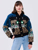 Leopardess Cotton Merino Bomber Jacket Blue/Black