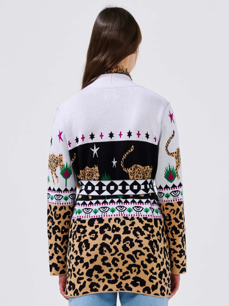 Leopardess Cotton Jacquard Cardigan Black/White – Hayley Menzies