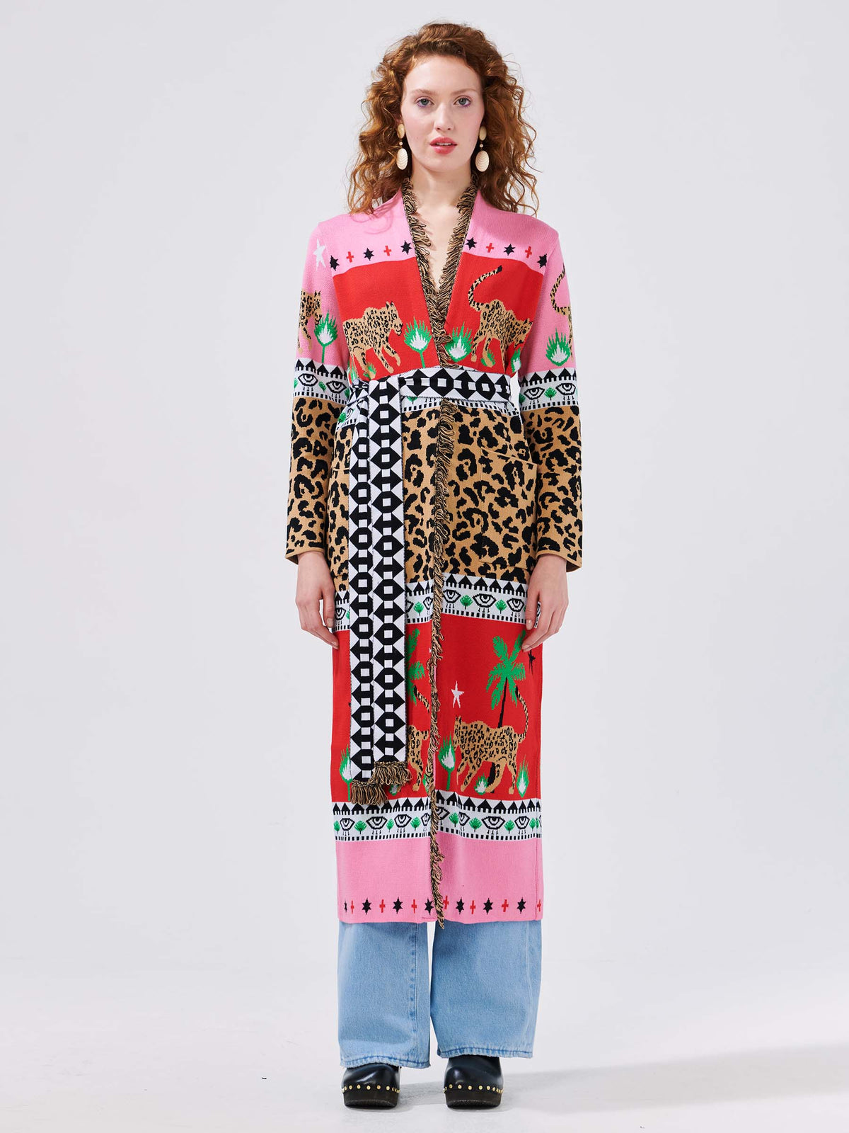 Leopardess Cotton Jacquard Duster Red/Pink Hayley Menzies