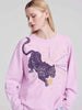 Prowling Panther Embellished Sweatshirt Acid Washed Lilac