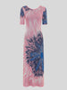 Tie-Dye Jacquard Scoop Back Midi Dress Pink